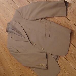 Milano Fashions mens Custom-made Jacket/Blazer Camel Wool/Silk Single Breasted